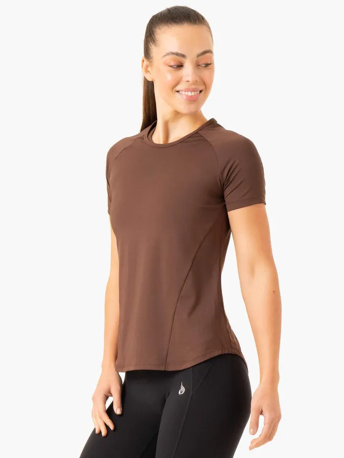 Level Up Training TShirt 8211 Chocolate Women Ryderwear Tops