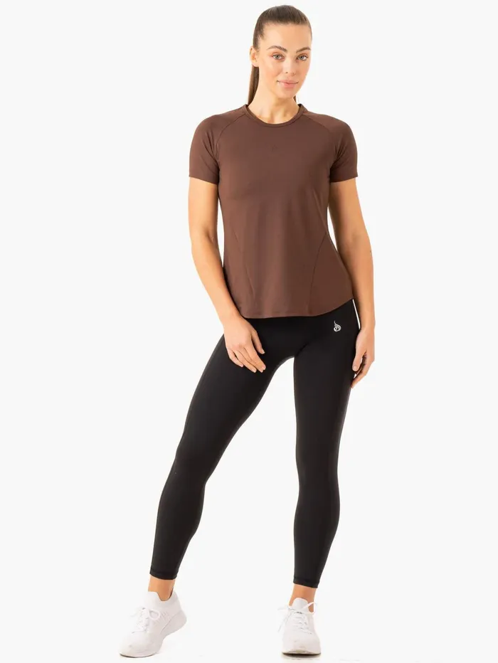 Level Up Training TShirt 8211 Chocolate Women Ryderwear Tops