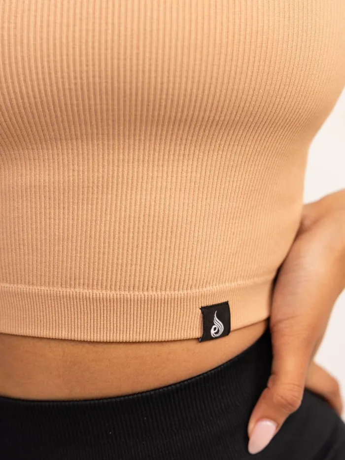 Lift 20 Rib Seamless TShirt 8211 Tan Women Ryderwear Tops