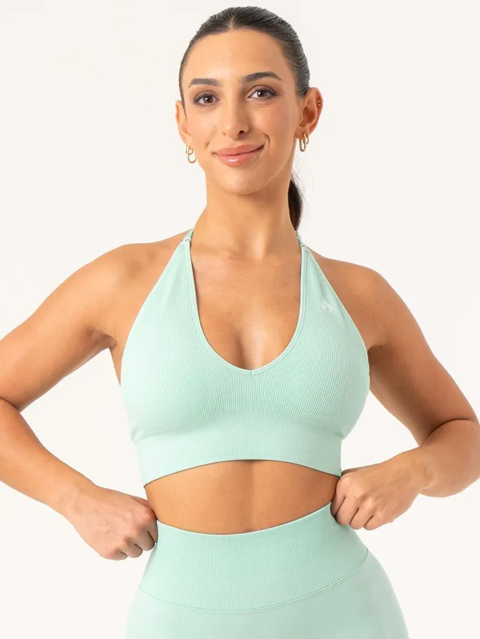 Lift Rib Seamless Halter Sports Bra 8211 Aqua Women Ryderwear Sports Bras