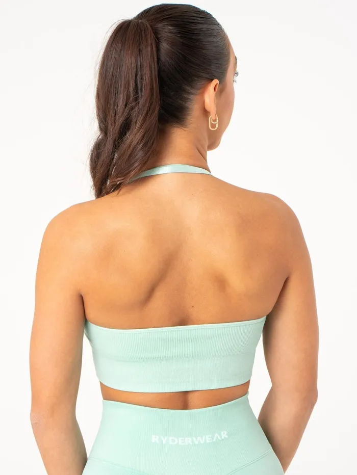 Lift Rib Seamless Halter Sports Bra 8211 Aqua Women Ryderwear Sports Bras