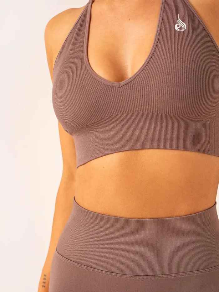 Lift Rib Seamless Halter Sports Bra 8211 Deep Taupe Women Ryderwear Sports Bras