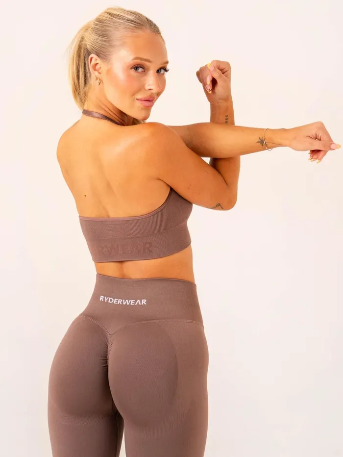 Lift Rib Seamless Halter Sports Bra 8211 Deep Taupe Women Ryderwear Sports Bras