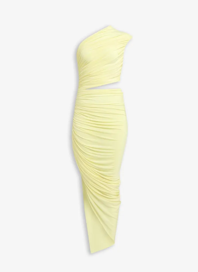 Light Yellow ASYMMETRICAL SECOND SKIN CUT OUT DRESS Women Alaa Dresses