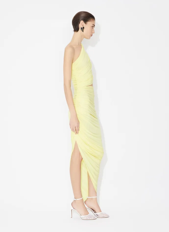 Light Yellow ASYMMETRICAL SECOND SKIN CUT OUT DRESS Women Alaa Dresses