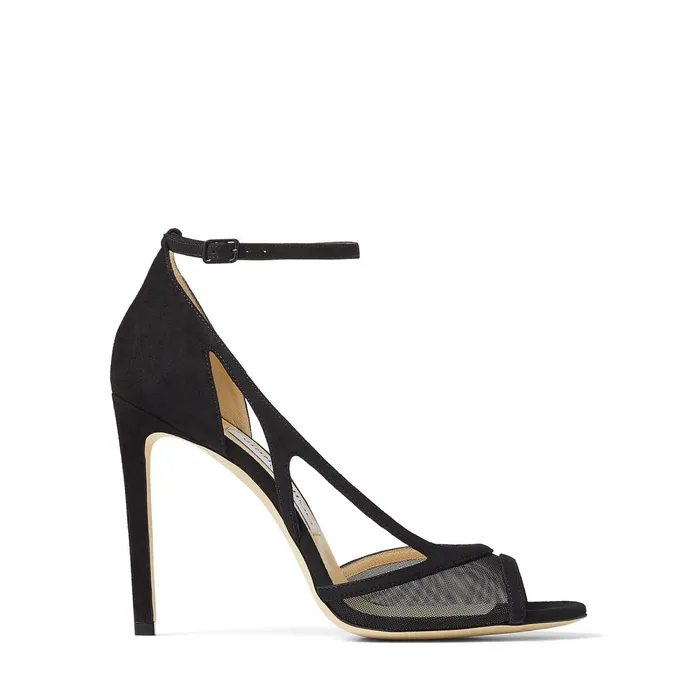 Liu 100 Black Suede And Mesh Sandals With Stiletto Heel Black Women JIMMY CHOO Sandals Liu 100 Black Suede And Mesh Sandals With Stiletto Heel Black Women JIMMY CHOO Sandals