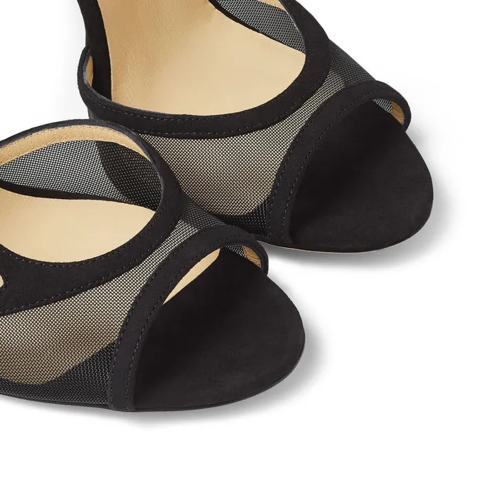 Liu 100 Black Suede And Mesh Sandals With Stiletto Heel Black Women JIMMY CHOO Sandals
