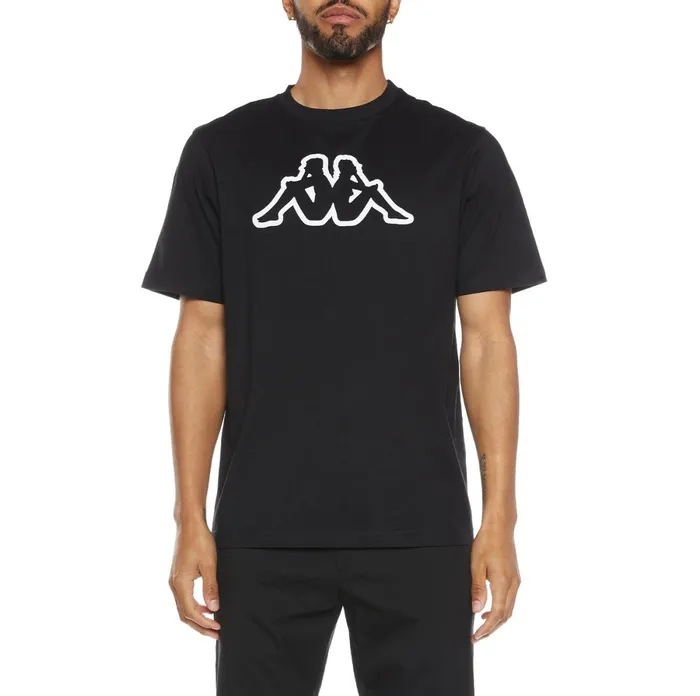 Logo Fleece Cromok TShirt 8211 Black Black Kappa Mens Retro Sport
