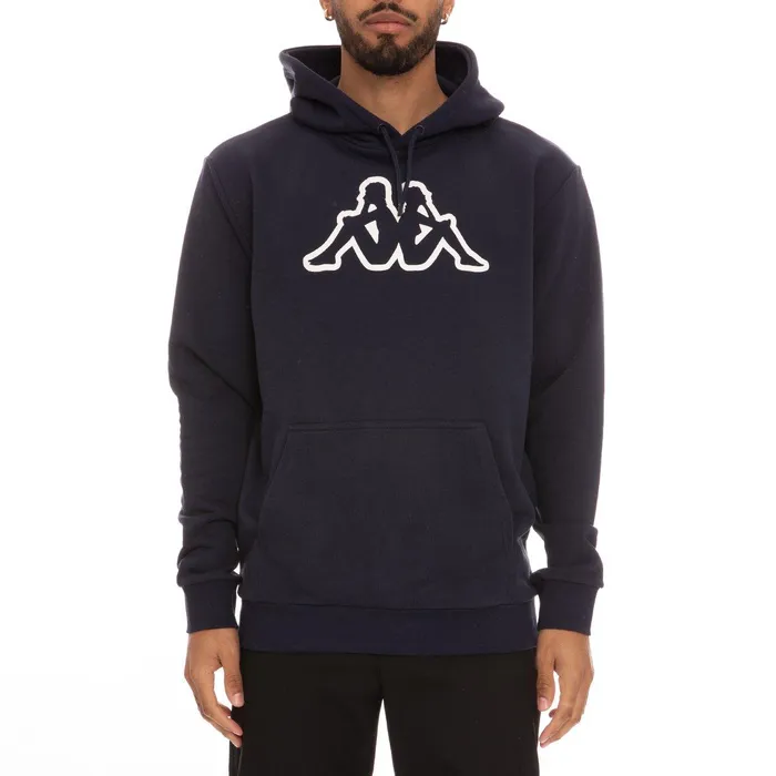 Logo Fleece Zavrok Hoodie 8211 Navy Blue Navy Blue Kappa Mens Retro Sport