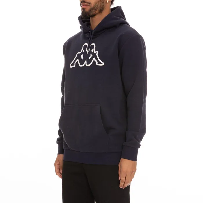 Logo Fleece Zavrok Hoodie 8211 Navy Blue Navy Blue Kappa Mens Retro Sport