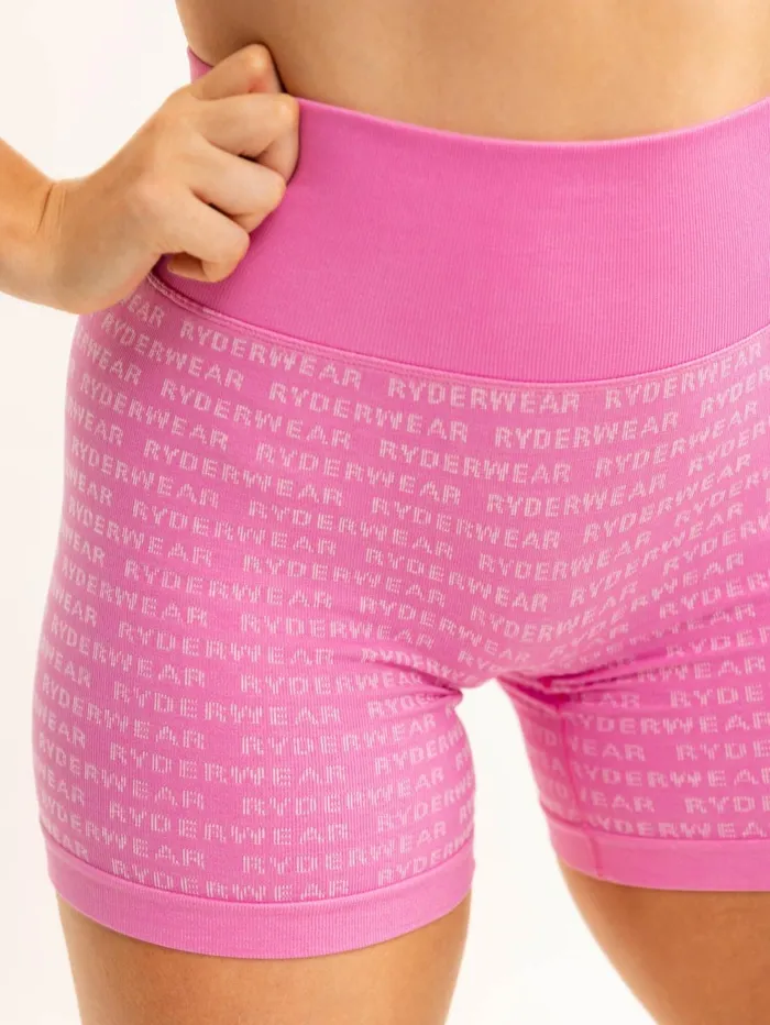 Logo Lux Seamless Shorts 8211 Pink Women Ryderwear Gym Shorts