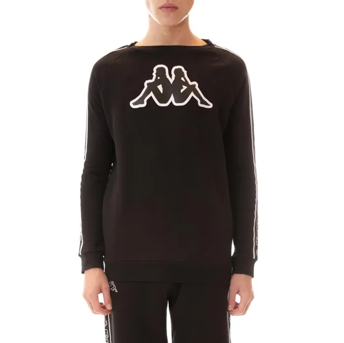 Logo Tape Ateri Sweatshirt 8211 Black Black Kappa Mens Retro Sport