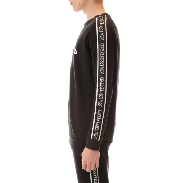 Logo Tape Ateri Sweatshirt 8211 Black Black Kappa Mens Retro Sport