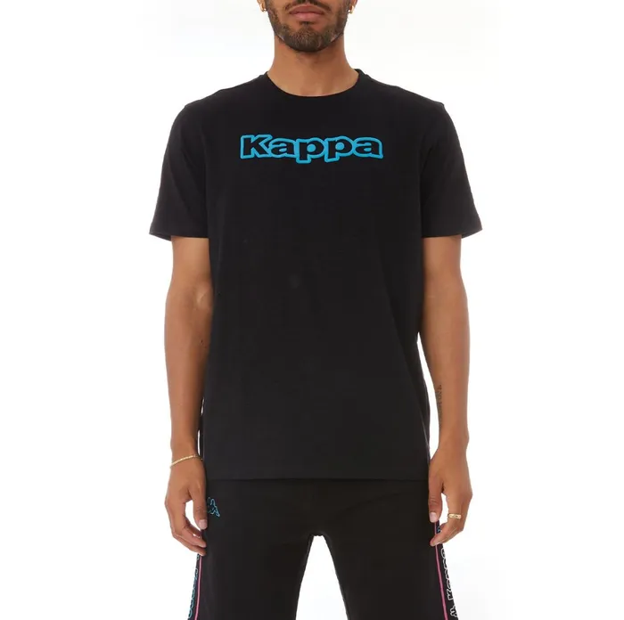 Logo Tape Cabal TShirt 8211 Black Black Kappa Mens Retro Sport