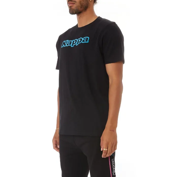 Logo Tape Cabal TShirt 8211 Black Black Kappa Mens Retro Sport