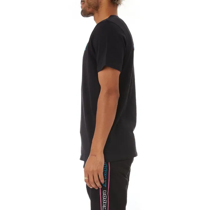 Logo Tape Cabal TShirt 8211 Black Black Kappa Mens Retro Sport