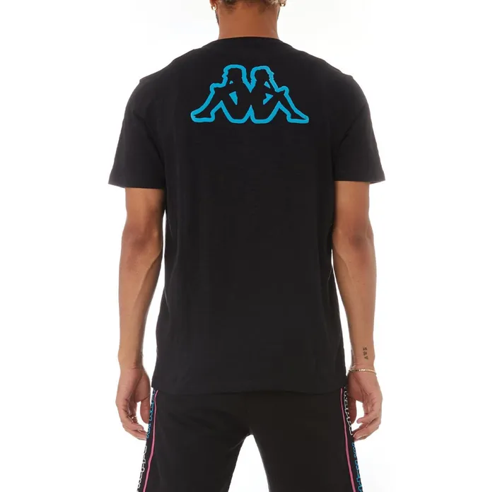 Logo Tape Cabal TShirt 8211 Black Black Kappa Mens Retro Sport