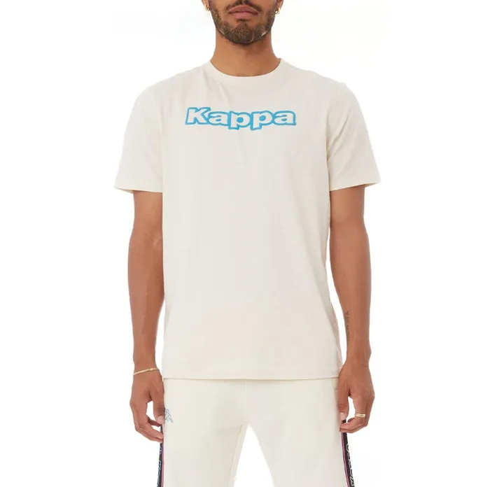 Logo Tape Cabal TShirt 8211 Cream Cream Kappa Mens Retro Sport