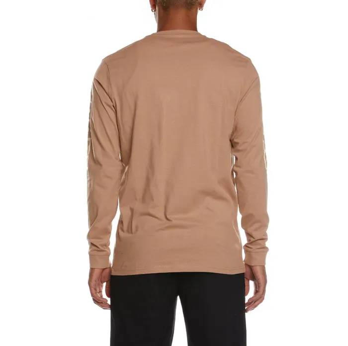 Logo Tape Carma Long Sleeve TShirt 8211 Brown Brown Kappa Mens Retro Sport