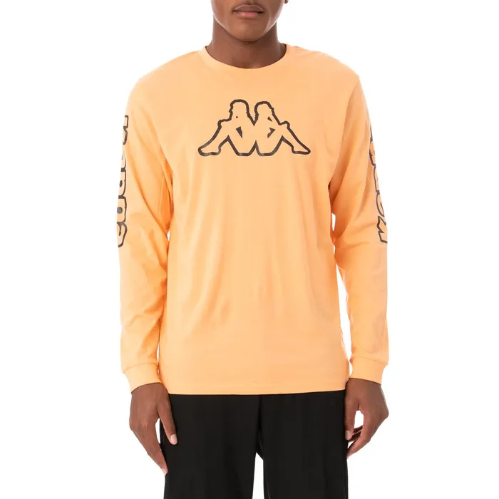 Logo Tape Carma Long Sleeve TShirt 8211 Salmon Salmon Kappa Mens Retro Sport