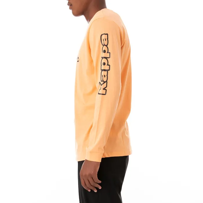 Logo Tape Carma Long Sleeve TShirt 8211 Salmon Salmon Kappa Mens Retro Sport
