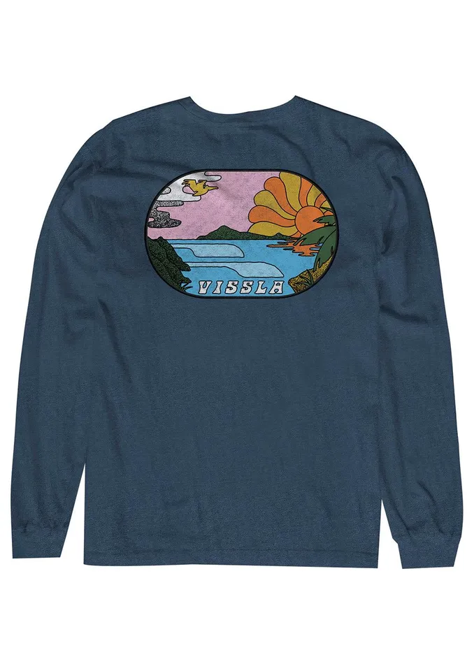 Long Sleeve Tees Men Vissla Portals Ls Tee MIH 8211 Midnight Heather