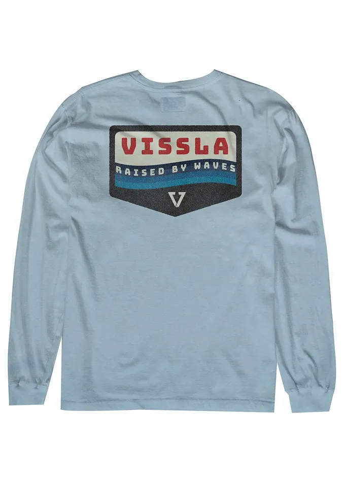 Long Sleeve Tees Men Vissla Wavy Ls Pkt Tee Ice Blue