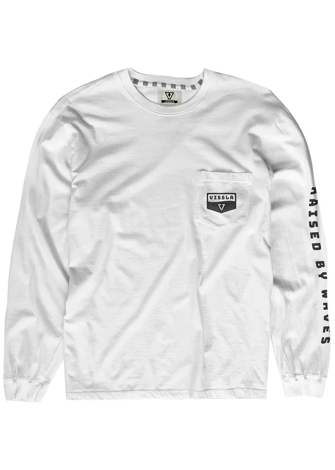 Long Sleeve Tees Men Vissla Wavy Ls Pkt Tee White Long Sleeve Tees Men Vissla Wavy Ls Pkt Tee White