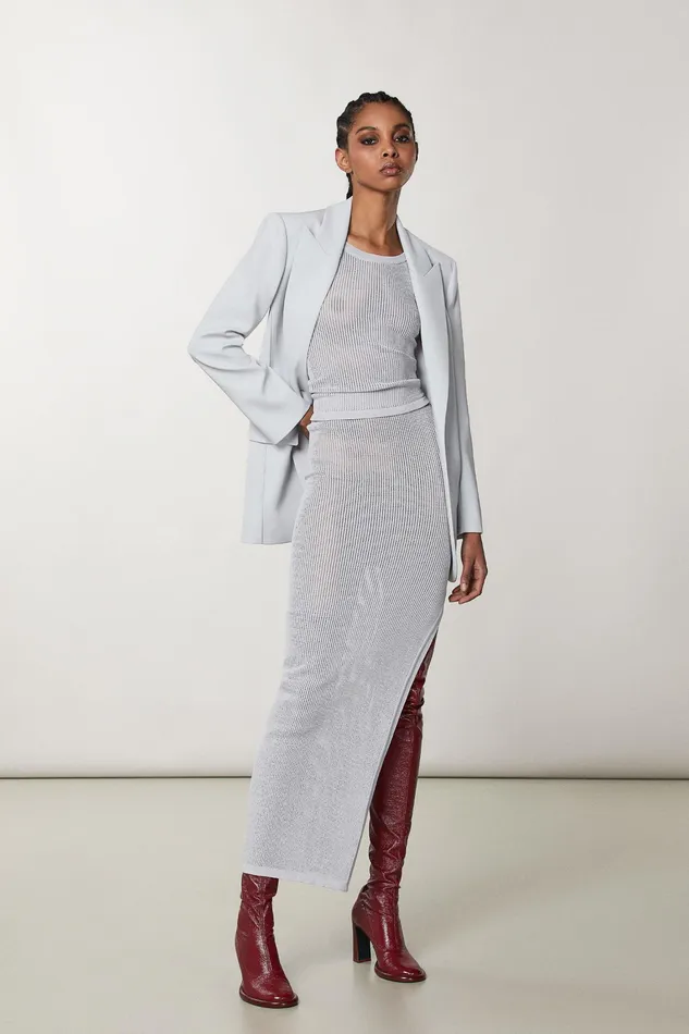 Long Women Patrizia Pepe Viscose Skirt Mineral Graygreen