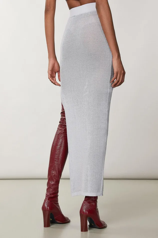 Long Women Patrizia Pepe Viscose Skirt Mineral Graygreen