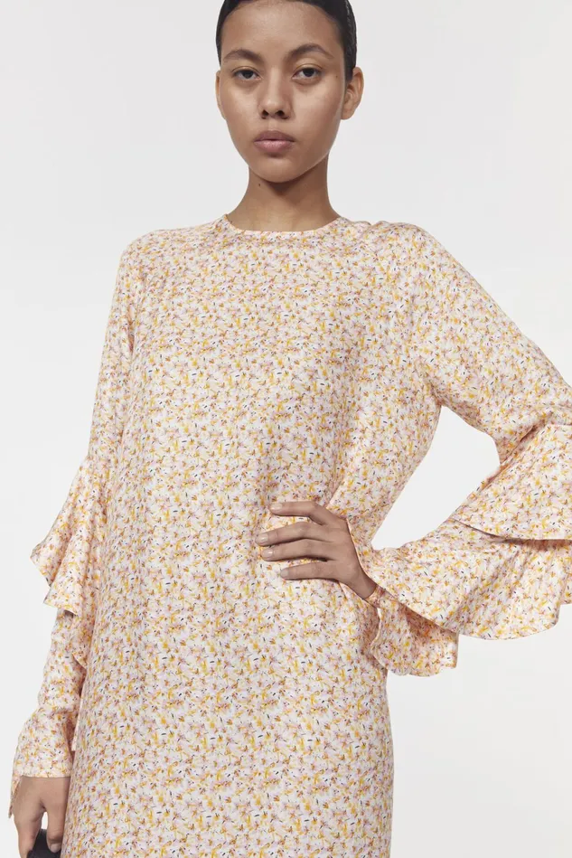 Louisiana Floral Dress Whipped Cream Saffron Women Rodebjer Dresses and Caftans