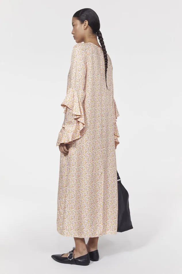 Louisiana Floral Dress Whipped Cream Saffron Women Rodebjer Dresses and Caftans