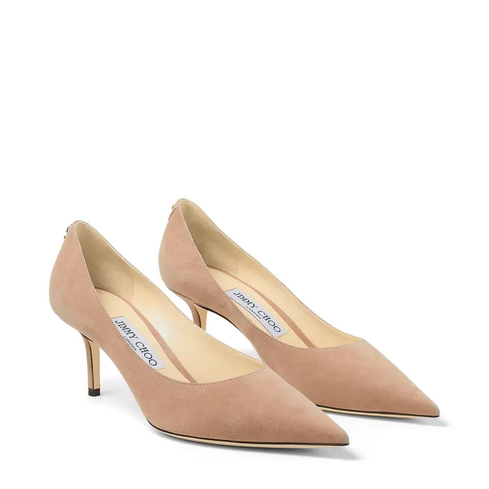 Love 65 Ballet Pink Suede Pointed Pumps With Jc Emblem Ballet Pink Women JIMMY CHOO Pumps