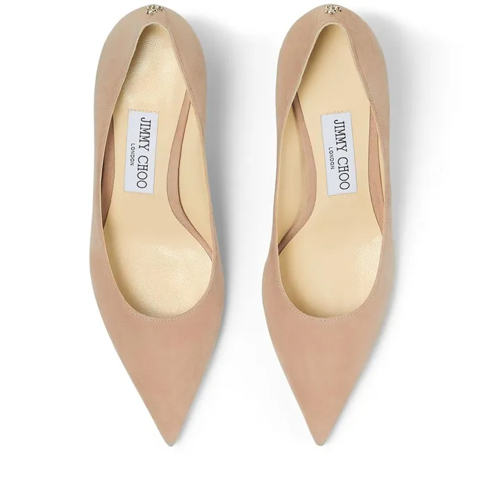 Love 65 Ballet Pink Suede Pointed Pumps With Jc Emblem Ballet Pink Women JIMMY CHOO Pumps