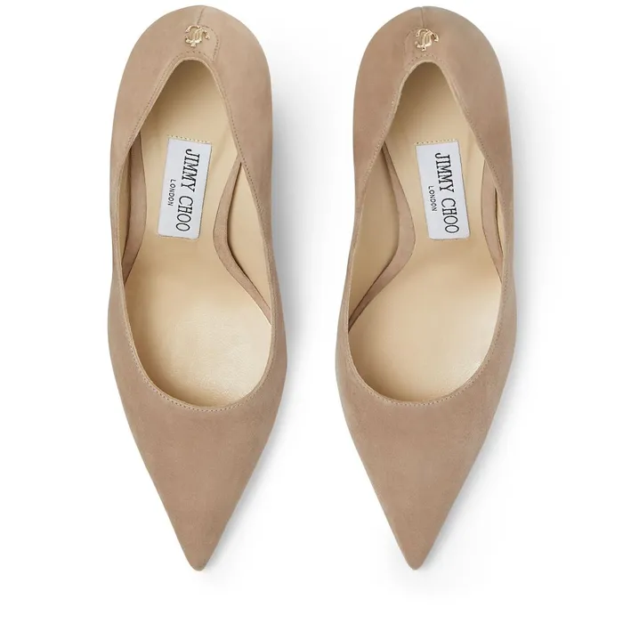 Love 85 BalletPink Suede Pointed Pumps With Jimmy Choo Emblem Ballet Pink Women JIMMY CHOO Pumps