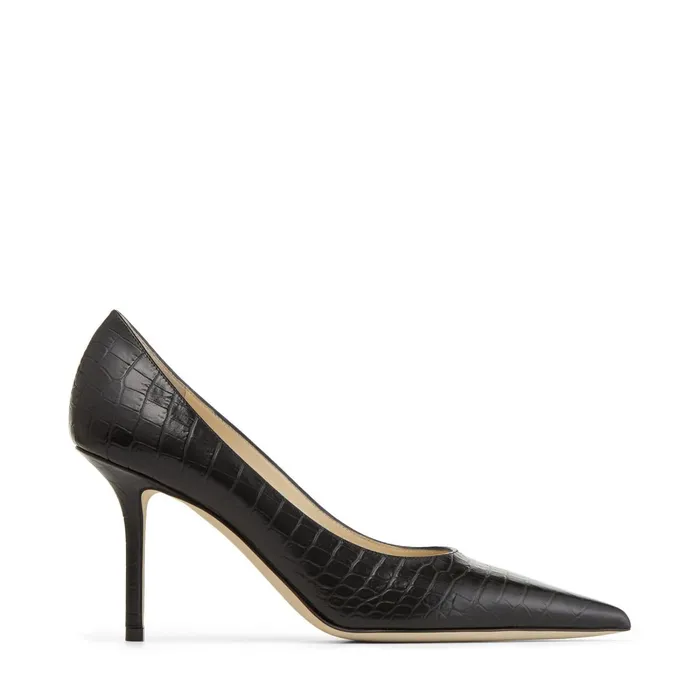 Love 85 Black CrocEmbossed Leather Pumps Black Women JIMMY CHOO Pumps