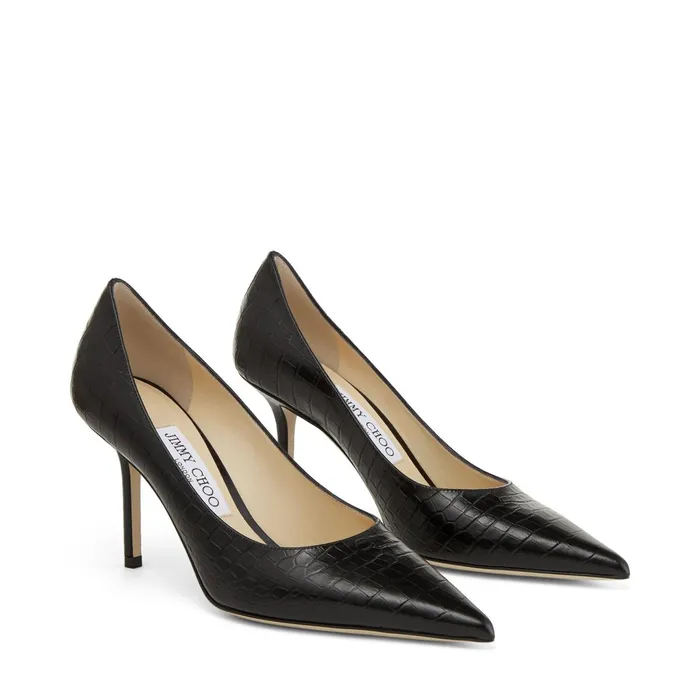 Love 85 Black CrocEmbossed Leather Pumps Black Women JIMMY CHOO Pumps