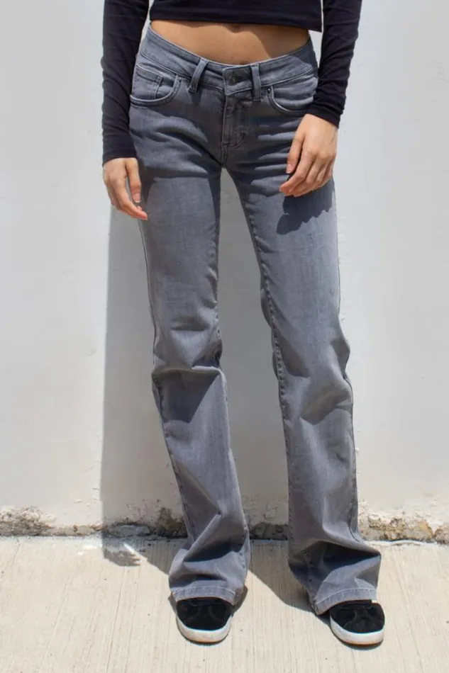 Low Waist Flared Jeans Women Subdued Denim