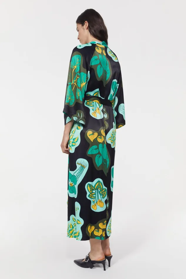 Mabelin Cape Leaf Black Women Rodebjer Dresses and Caftans