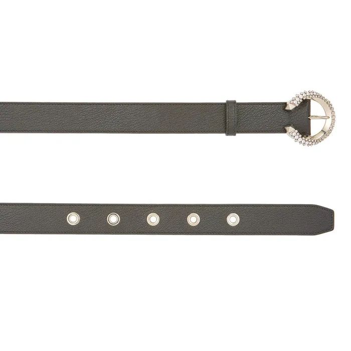 Madeline Belt Black Calf Leather Belt With Crystal Buckle Black Women JIMMY CHOO Small Leather Goods