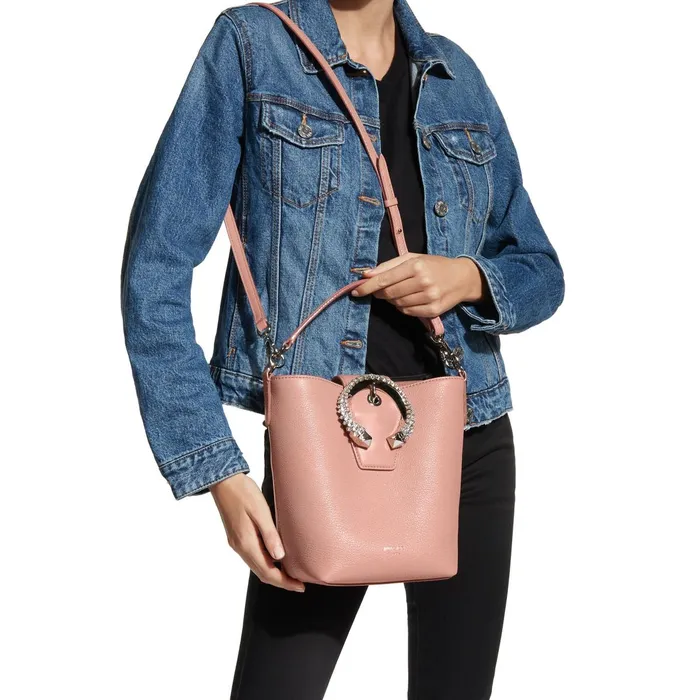 Madeline Bucket Blush Goat Calf Leather Bucket Bag With Crystal Buckle Blush Women JIMMY CHOO Crossbody Bags