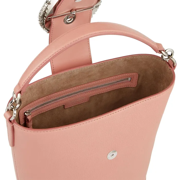 Madeline Bucket Blush Goat Calf Leather Bucket Bag With Crystal Buckle Blush Women JIMMY CHOO Crossbody Bags