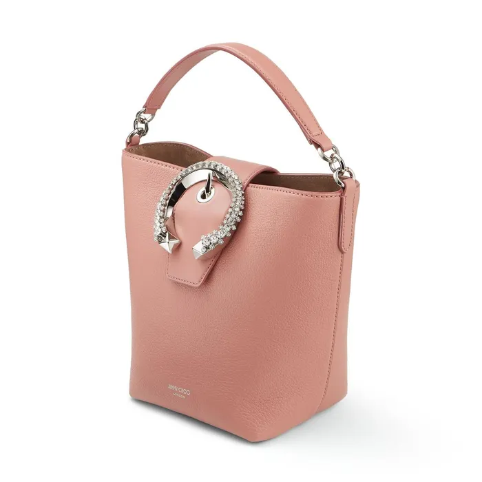 Madeline Bucket Blush Goat Calf Leather Bucket Bag With Crystal Buckle Blush Women JIMMY CHOO Crossbody Bags
