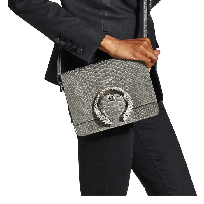 Madeline Shoulder Dusk Snakeskin Shoulder Bag With Crystal Buckle Dusk Women JIMMY CHOO Crossbody Bags