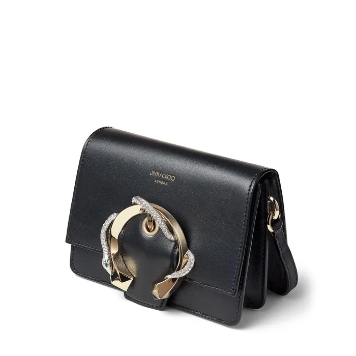 Madeline ShoulderS Black Smooth Calf Leather Shoulder Bag With Snake Buckle Black Women JIMMY CHOO Crossbody Bags