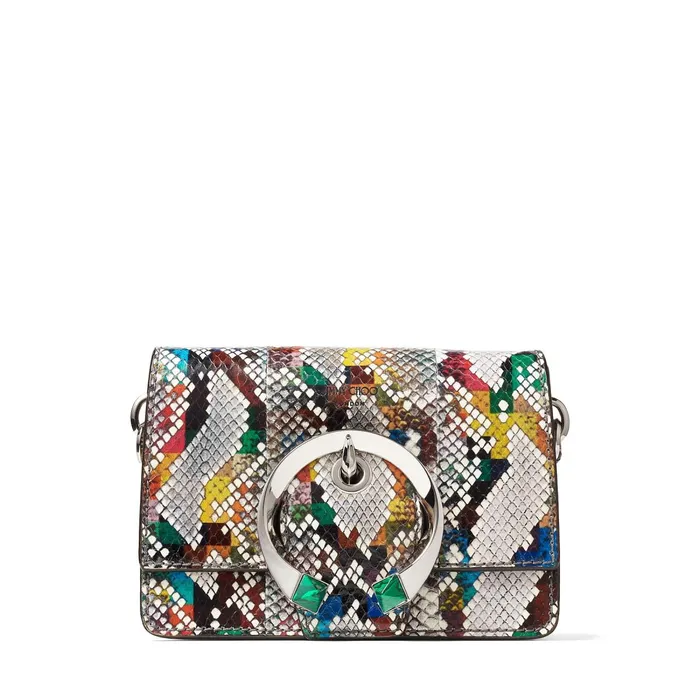 Madeline ShoulderS Multicolour Glossy Rainbow Elaphe Shoulder Bag With Metal Stone Buckle Multi Mix Women JIMMY CHOO Crossbody Bags Madeline ShoulderS Multicolour Glossy Rainbow Elaphe Shoulder Bag With Metal Stone Buckle Multi Mix Women JIMMY CHOO Crossbody Bags