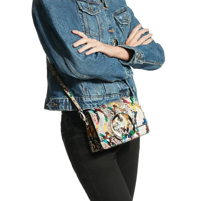 Madeline ShoulderS Multicolour Glossy Rainbow Elaphe Shoulder Bag With Metal Stone Buckle Multi Mix Women JIMMY CHOO Crossbody Bags