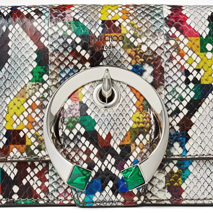 Madeline ShoulderS Multicolour Glossy Rainbow Elaphe Shoulder Bag With Metal Stone Buckle Multi Mix Women JIMMY CHOO Crossbody Bags