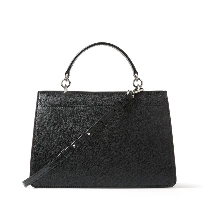 Madeline Top Handle Black Goat Calf Leather Top Handle Bag With Crystal Buckle Black Women JIMMY CHOO Top Handle Bags