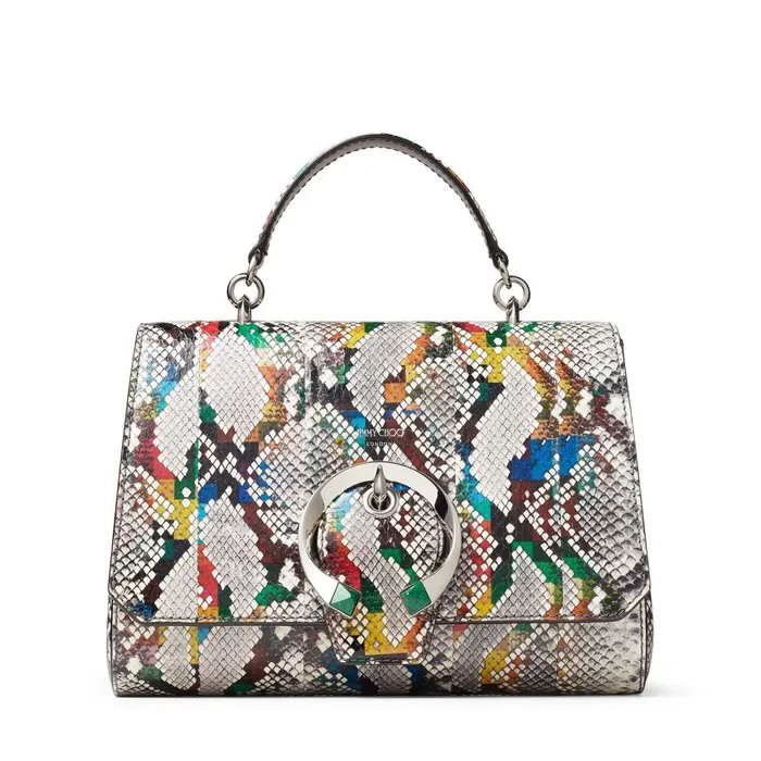 Madeline Top Handle Multicolour Glossy Rainbow Elaphe Top Handle Bag With Metal Stone Buckle Multi Mix Women JIMMY CHOO Top Handle Bags Madeline Top Handle Multicolour Glossy Rainbow Elaphe Top Handle Bag With Metal Stone Buckle Multi Mix Women JIMMY CHOO Top Handle Bags
